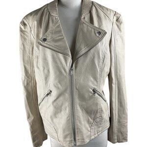 Therapy Cream Faux Leather Jacket, Size‎ Large -NWT